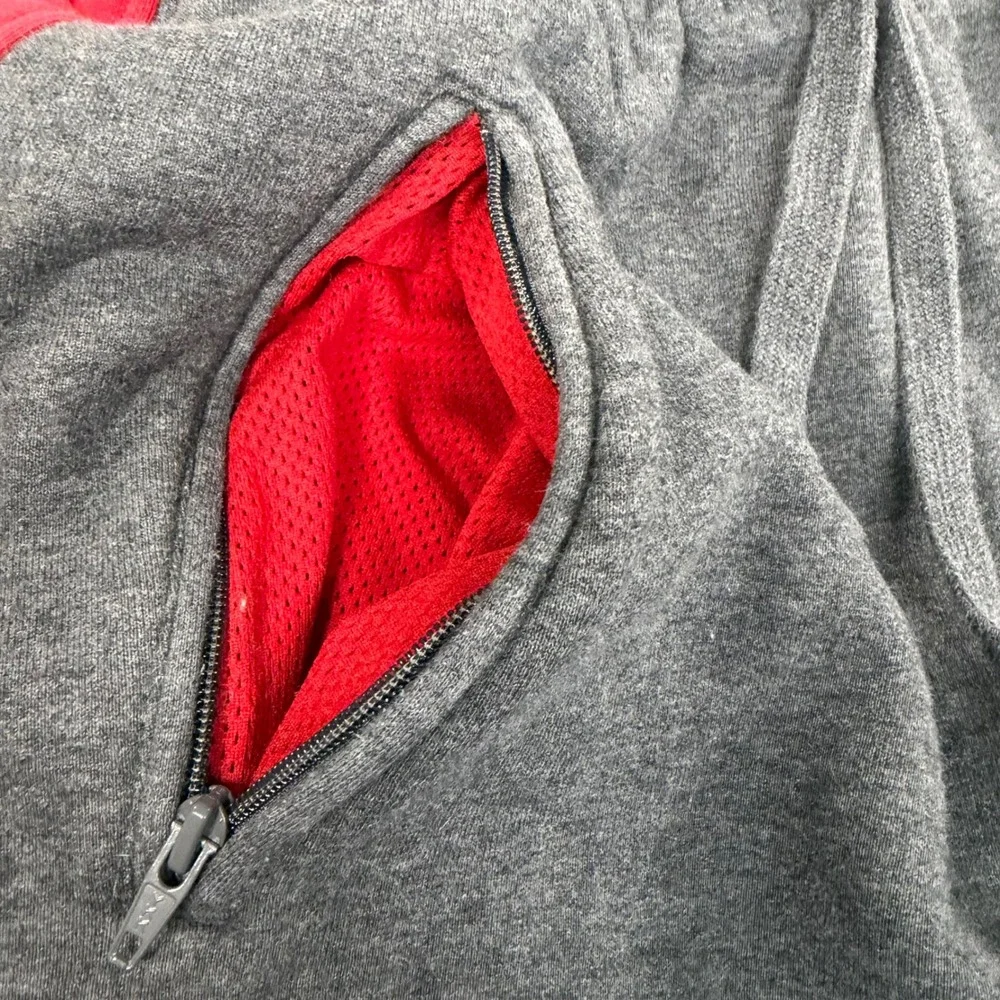 Canadian Olympic Team Grey Red Fleece‎ Sweatpants Wide Leg Zip Pockets S Vinage
